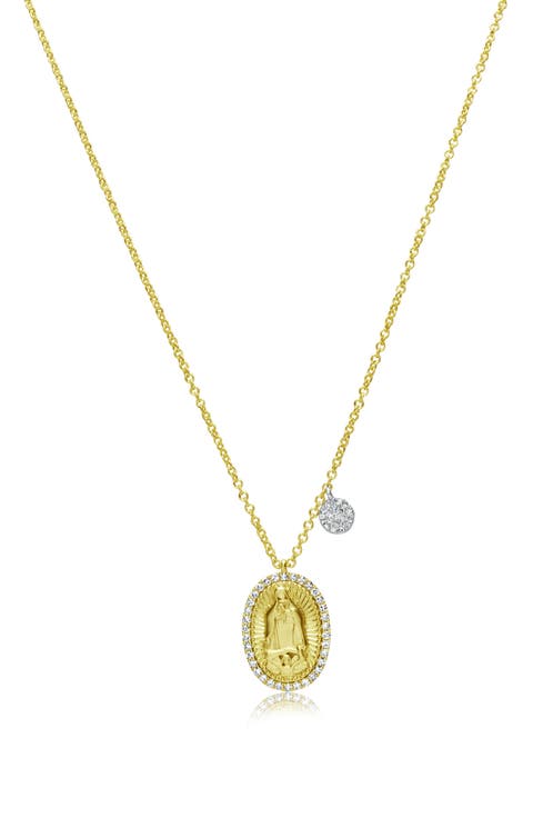 Pavé Diamond Mary Guadalupe Pendant Necklace