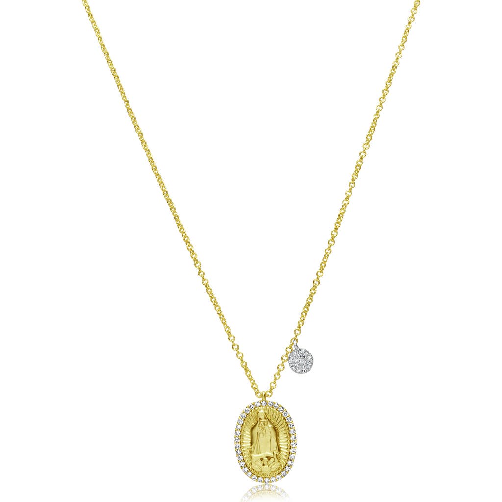Meira T Pavé Diamond Mary Guadalupe Pendant Necklace In Gold