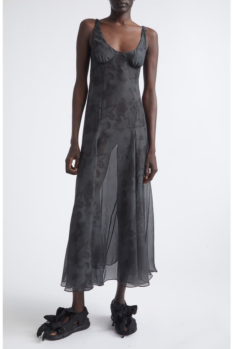 Pamela Sheer Silk Slipdress, Main, color, BLACK FLORAL SCRIBBLE