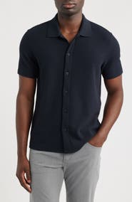 Vince Grid Waffle Knit Button-Up Shirt