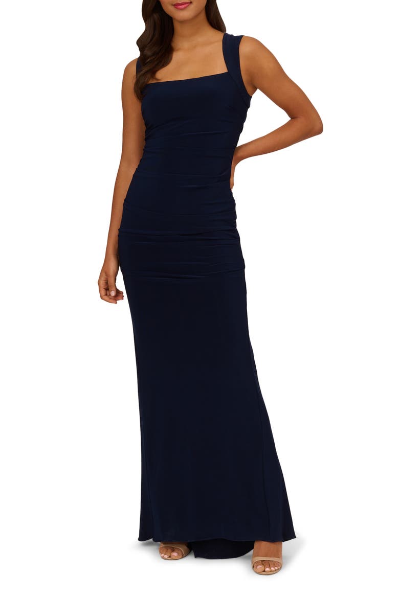 Square Neck Ruched Gown, Main, color, MIDNIGHT