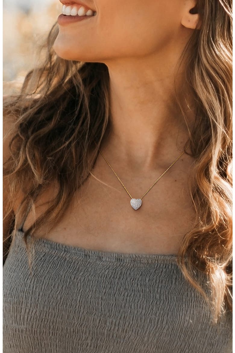 Diamond Pavé Heart Pendant Necklace - 0.25ct., Alternate, color, GOLD