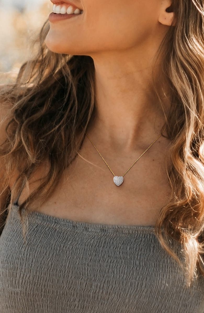 DELMAR Diamond Pavé Heart Pendant Necklace - 0.25ct., Alternate, color, Gold