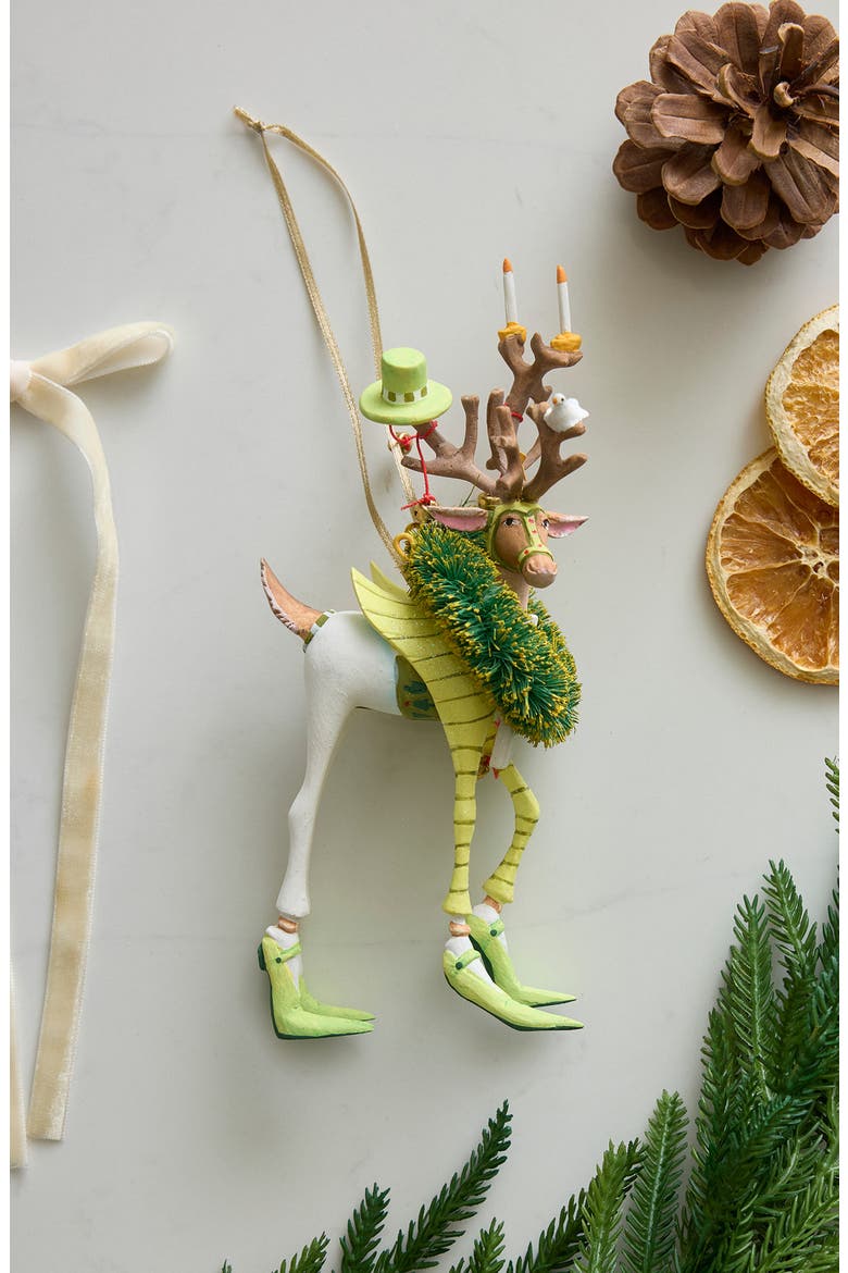 Patience Brewster Dash Away Prancer Ornament, Alternate, color, GREEN