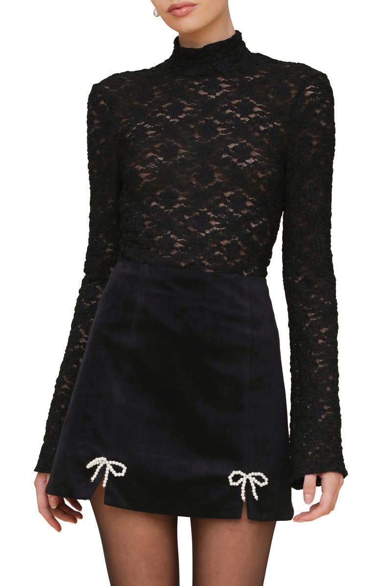 Avec Les Filles Lace Turtleneck Top, Main, color, 