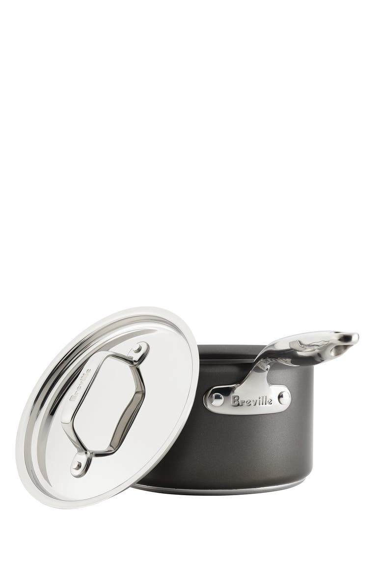 BREVILLE Thermo Pro Hard Anodized 3 Quart Covered Cookware Saucepan, Alternate, color,