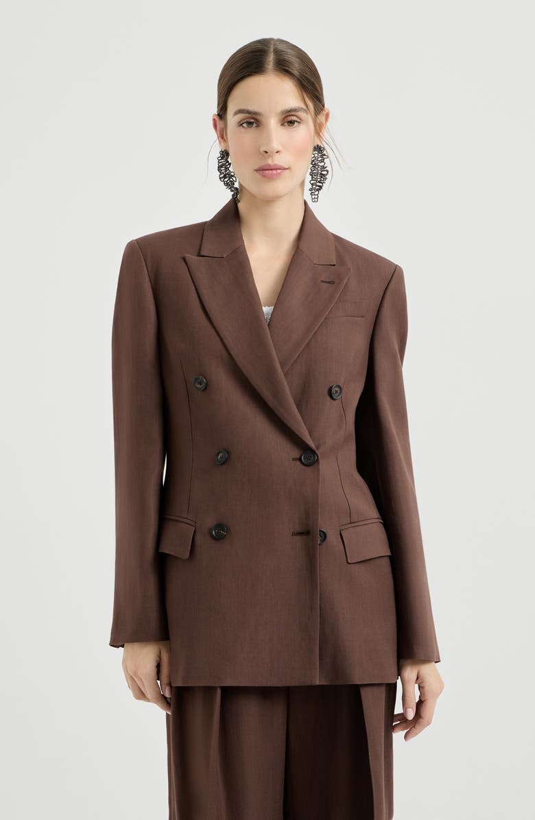 Brunello Cucinelli Fluid twill blazer, Alternate, color, Cocoa