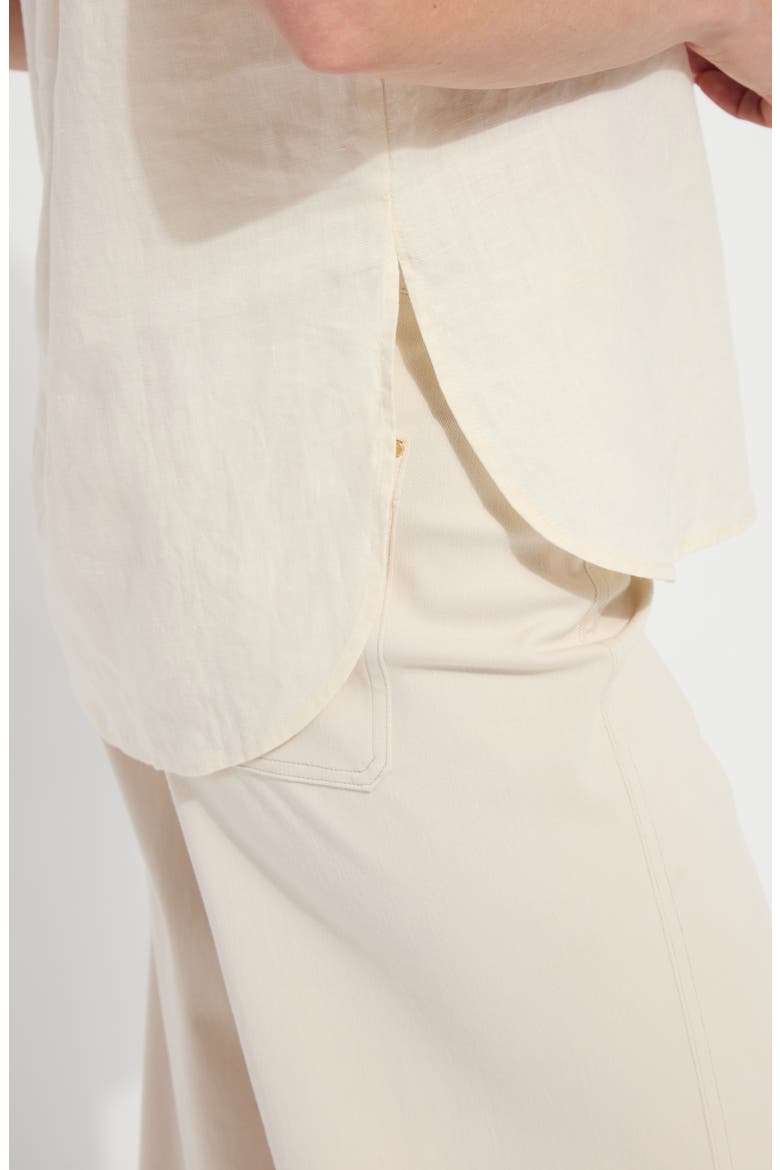 Althea High-Low Linen Top, Alternate, color, MACADAMIA
