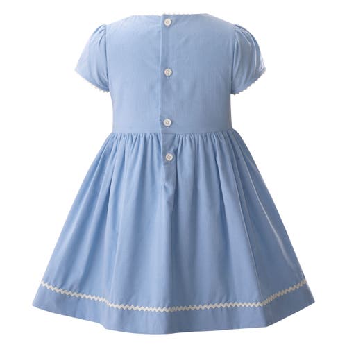 Shop Rachel Riley Snowflake Embroidered Dress In Blue