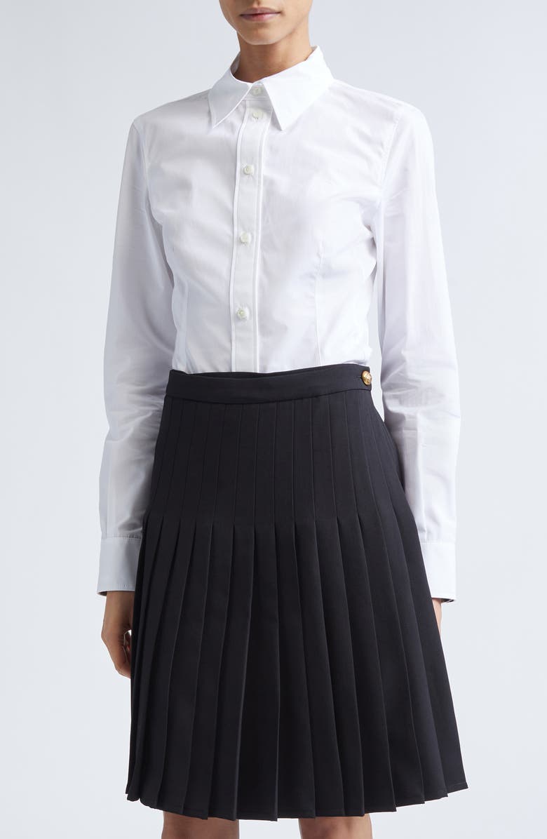 Burberry Eliza Fitted Button-Up Shirt, Main, color, Optic White