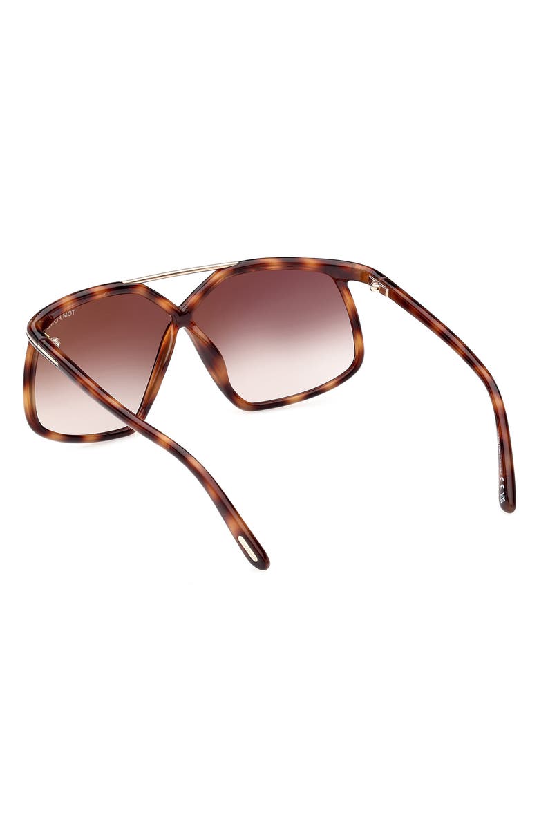 TOM FORD Meryl 64mm Gradient Polarized Oversize Square Sunglasses, Alternate, color, Shiny Havana Rose Gold/ Brown