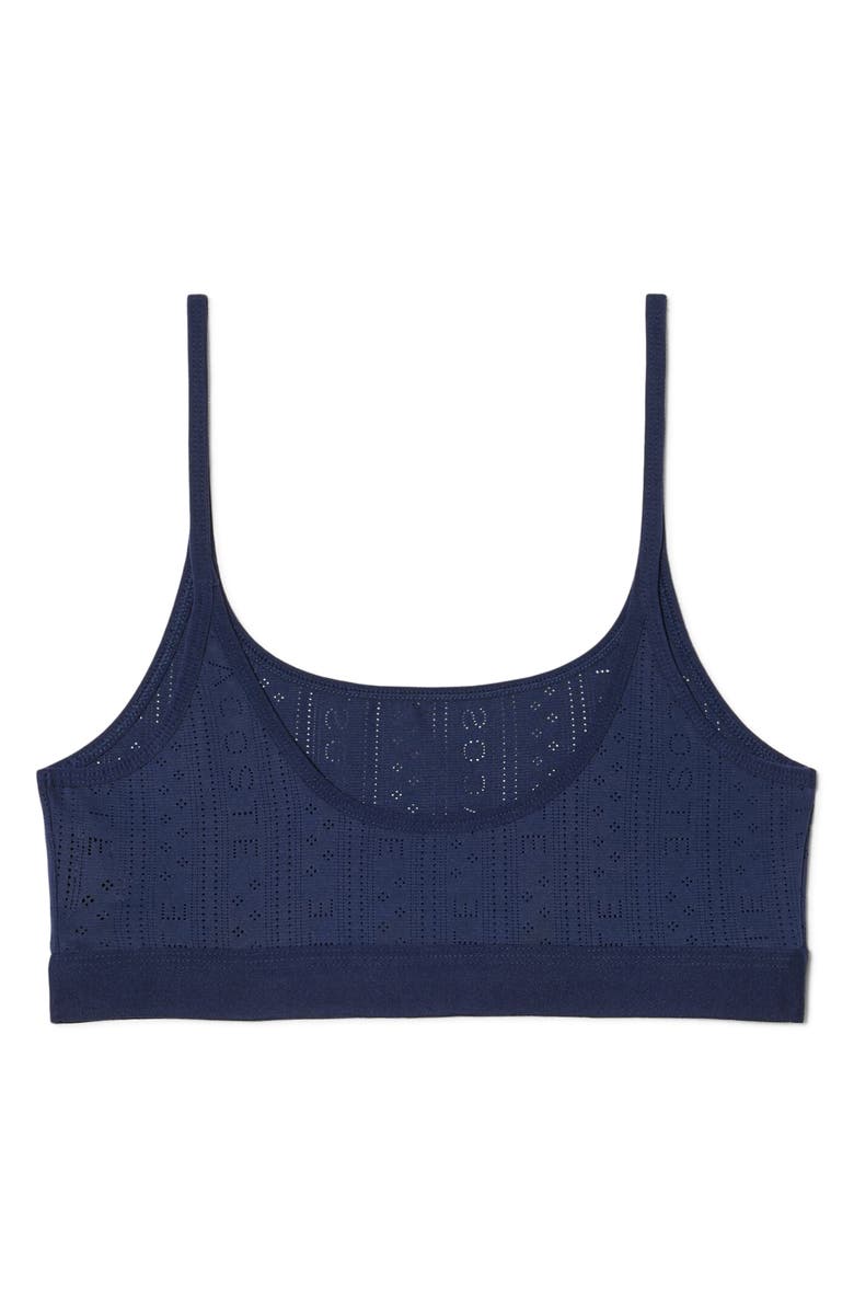 Lacoste Logo Pointelle Bralette, Alternate, color, Navy Blue