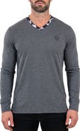 Maceoo Edison Stretch Cotton Long Sleeve V-Neck T-Shirt