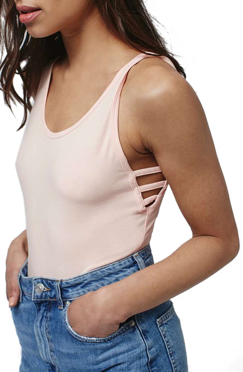 Topshop Sleeveless Washed Jersey Bodysuit, Main, color, 