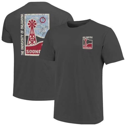 Image One Graphite Oklahoma Sooners Comfort Colors Minimal Vista Distressed Graphics T-shirt In Gray