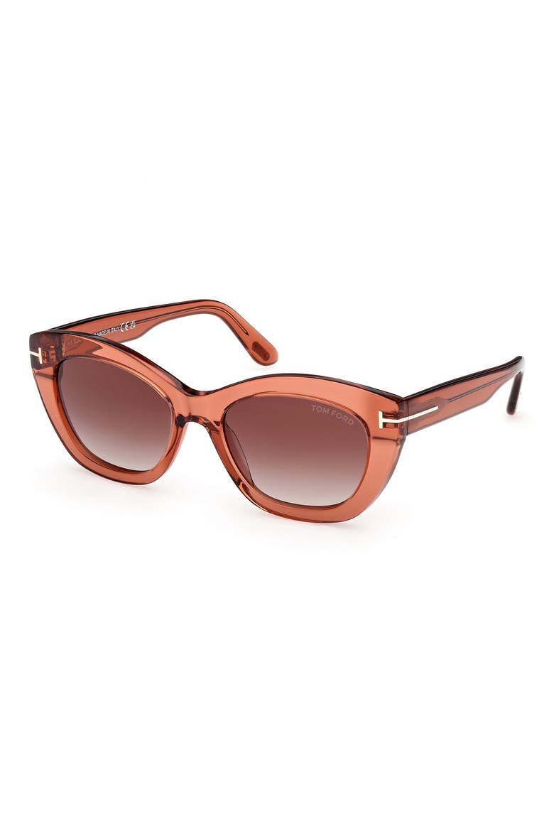 Linda 53mm Butterfly Sunglasses, Alternate, color, SHINY TERRACOTTA/ BROWN LENSES