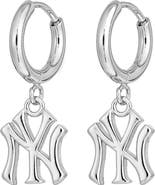 Luv AJ MLB New York Yankees Logo Charm Huggie Hoop Earrings