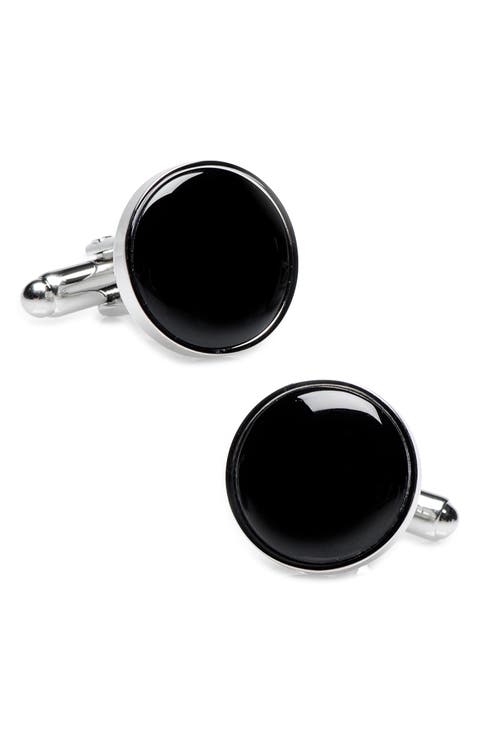Round Onyx Cuff Links