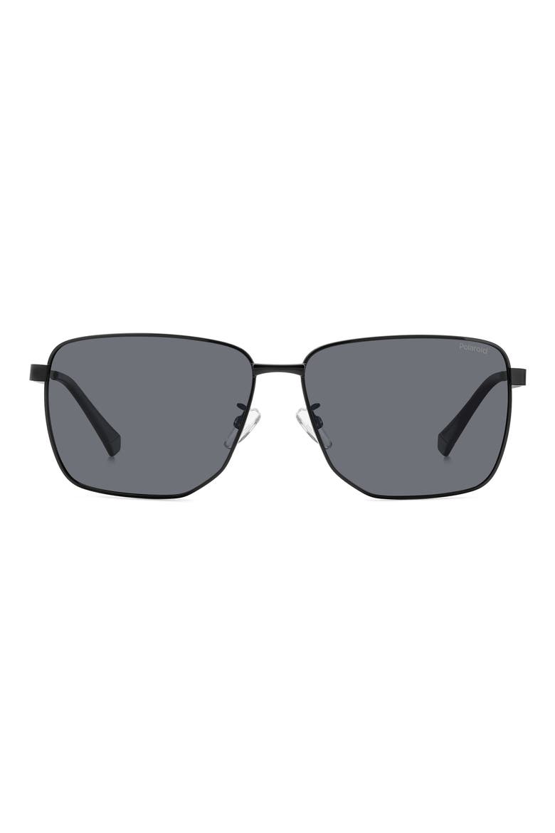 62mm Polarized Oversize Square Sunglasses, Alternate, color, BLACK/ GRAY POLAR