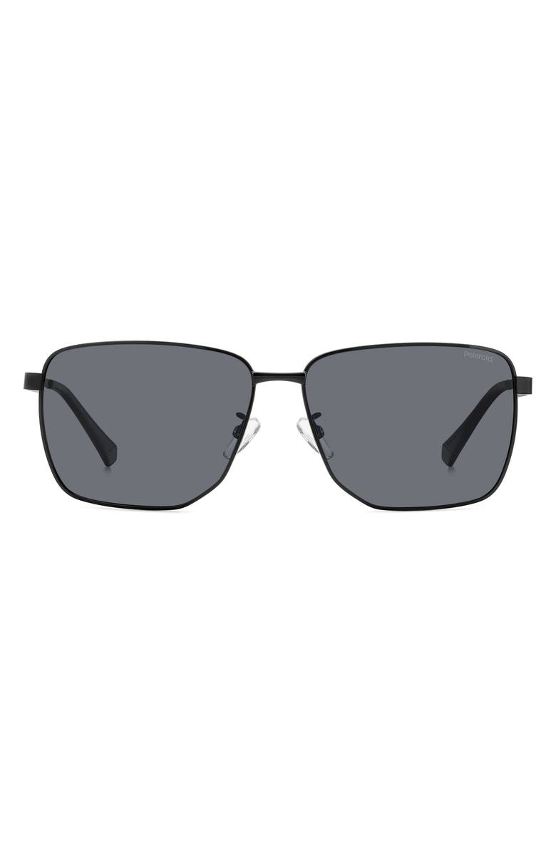 Polaroid 62mm Polarized Oversize Square Sunglasses, Alternate, color, Black/ Gray Polar