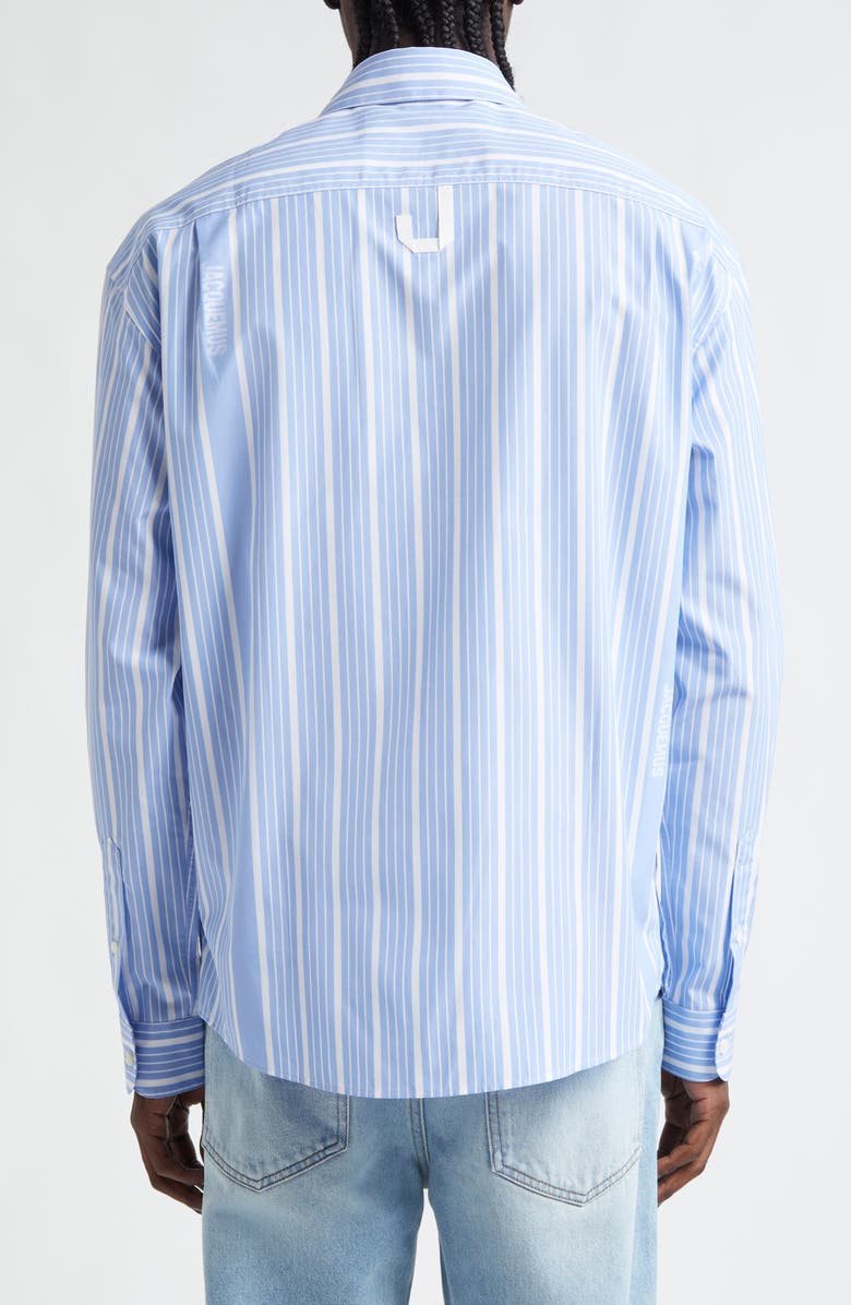 Jacquemus La Chemise Simon Straight Fit Stripe Button-Up Shirt, Alternate, color, Jacquard Business Big Log