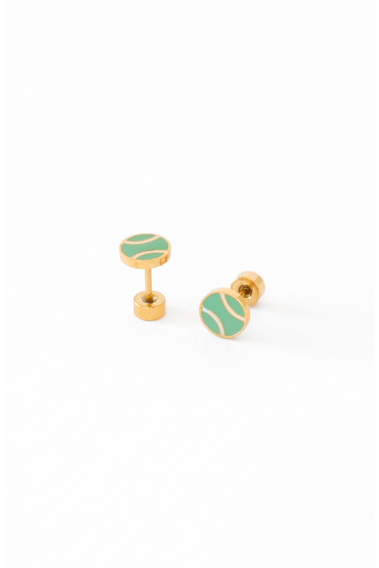 Kids' Tennis Ball Flatback Stud Hypoallergenic Earrings, Alternate, color, Green
