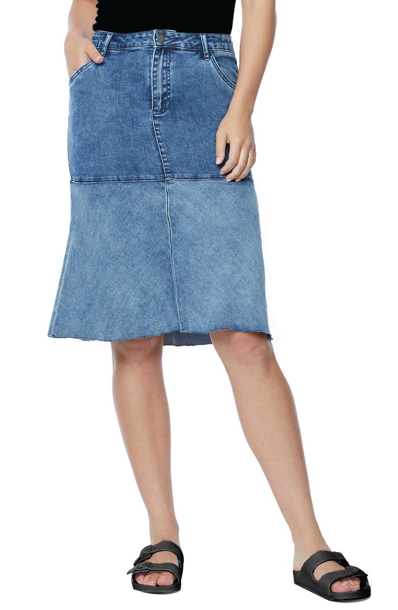 Wash Lab Denim Denim Trumpet Skirt, Main, color, Tonal Blue