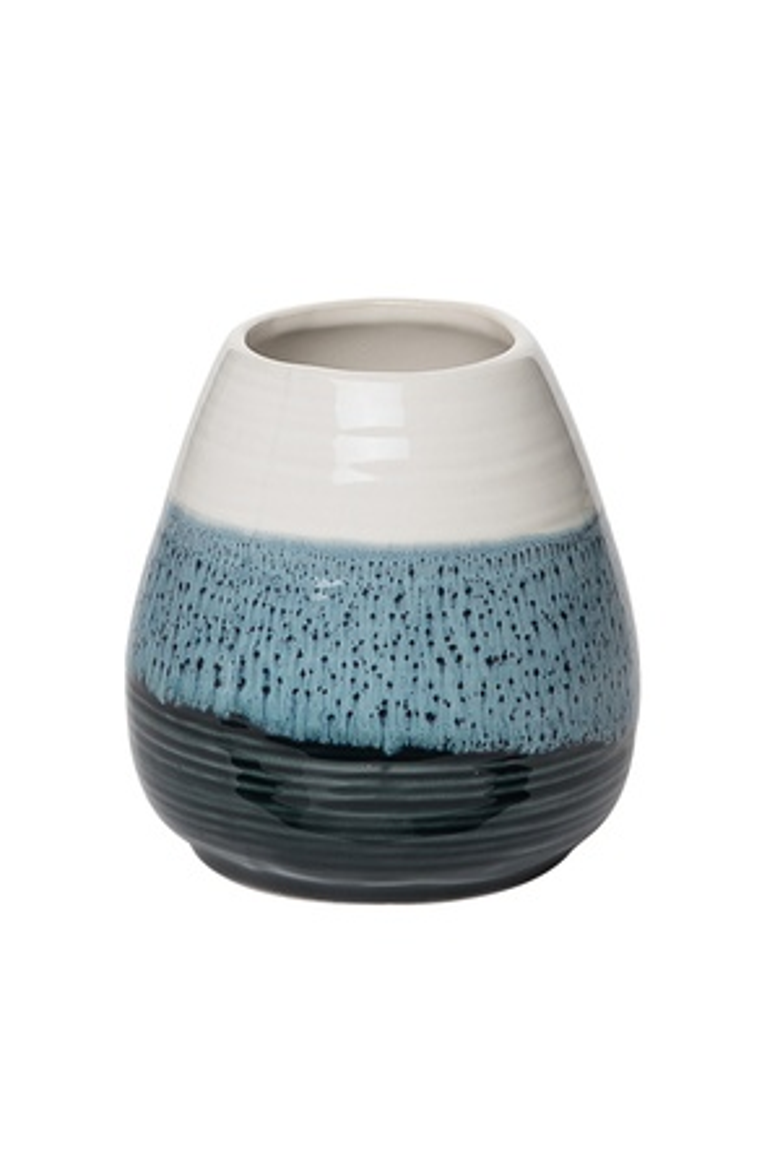 White Blue Small Reactive Glaze Decorative Vase, Main, color, White