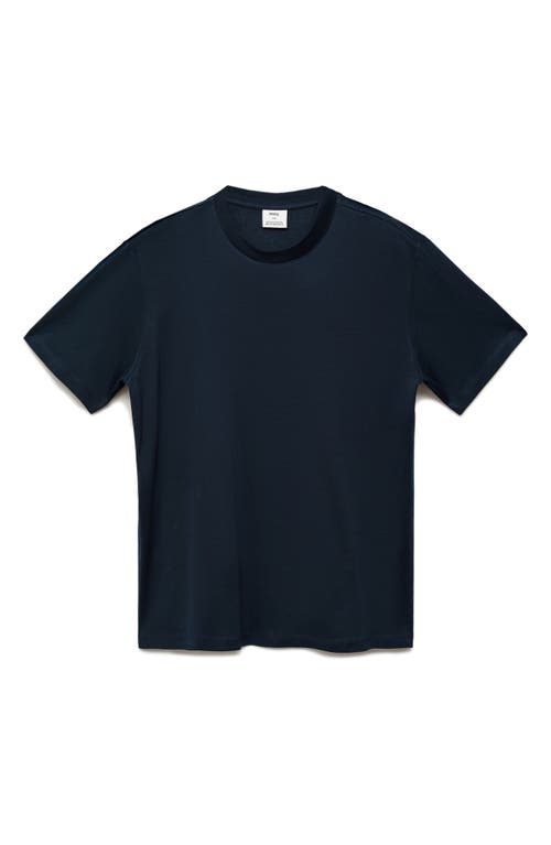 Mango Regular Fit Cotton T-shirt In Navy