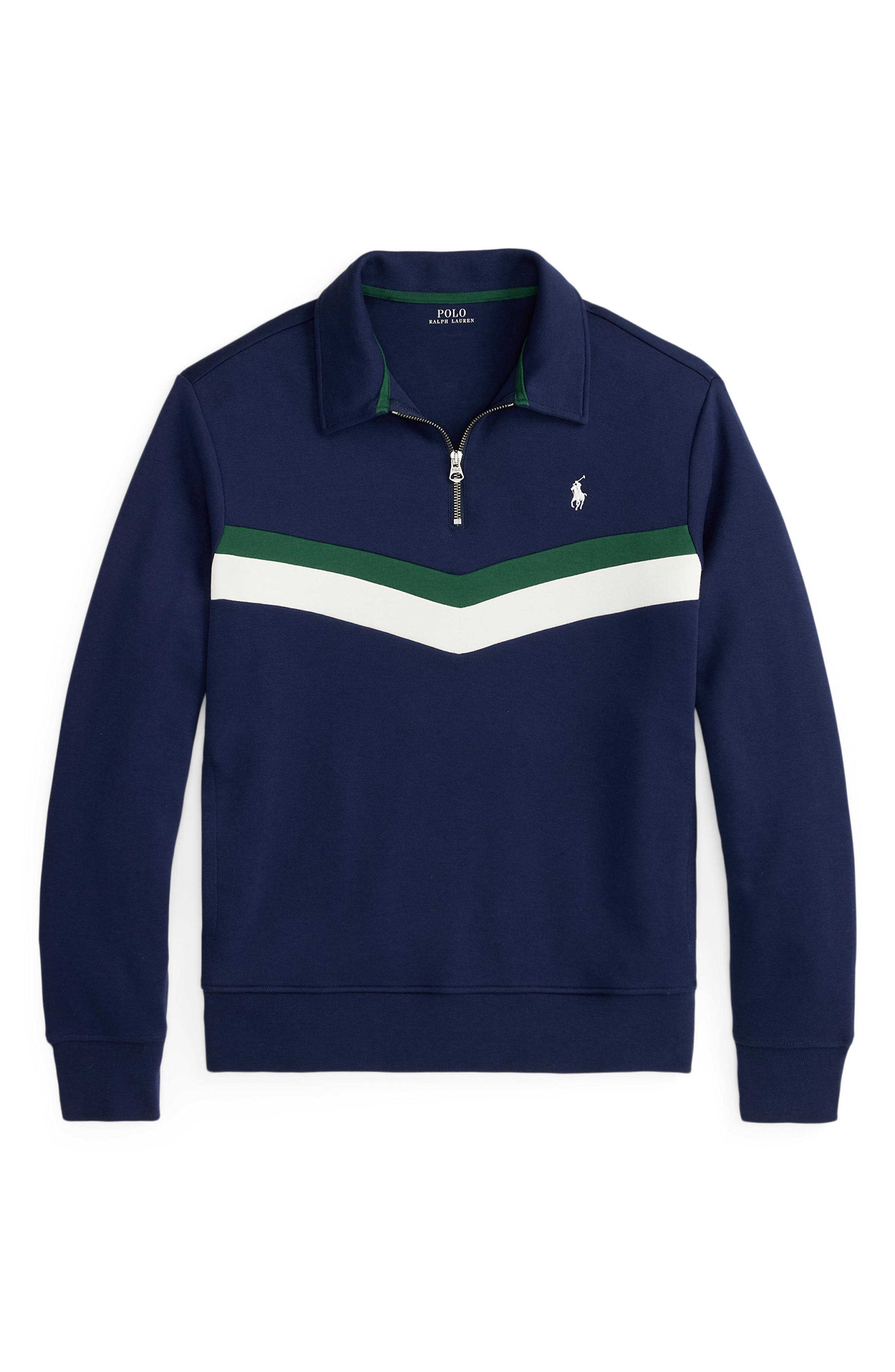Polo Ralph Lauren Double Knit Chevron Quarter-Zip Pullover (Men