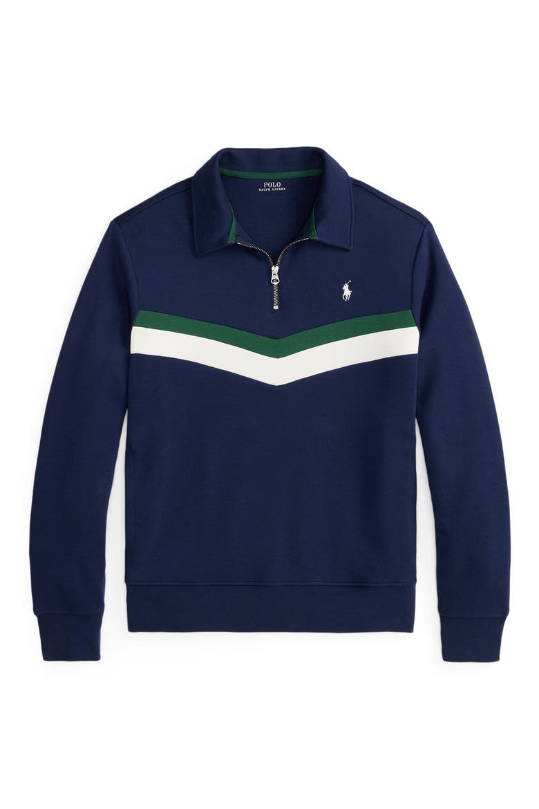 Double Knit Chevron Quarter-Zip Pullover, Alternate, color, NEWPORT NAVY