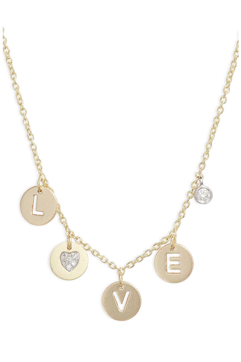 Love Diamond Charm Necklace, Main, color, YELLOW GOLD/ WHITE GOLD