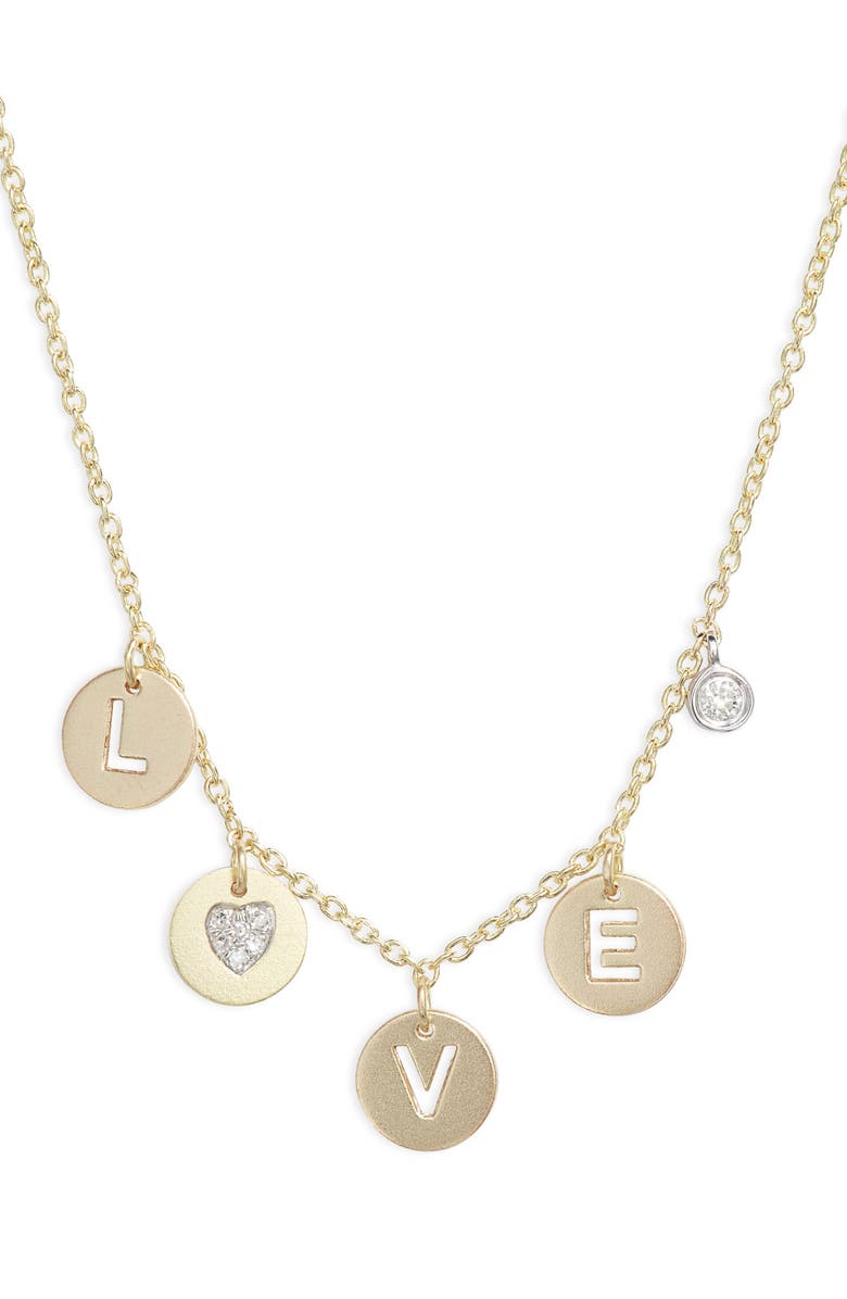 Meira T Love Diamond Charm Necklace, Main, color,