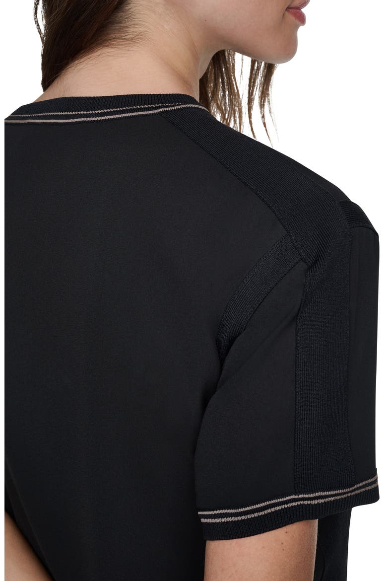 Contrast Stitch Dolman Sleeve Mixed Media Top, Alternate, color, BLACK