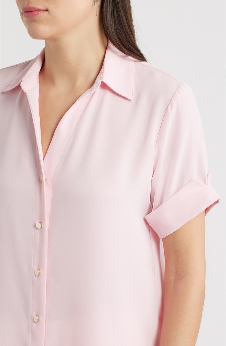 AK ANNE KLEIN Crepe Shirt, Alternate, color, Peony Pink