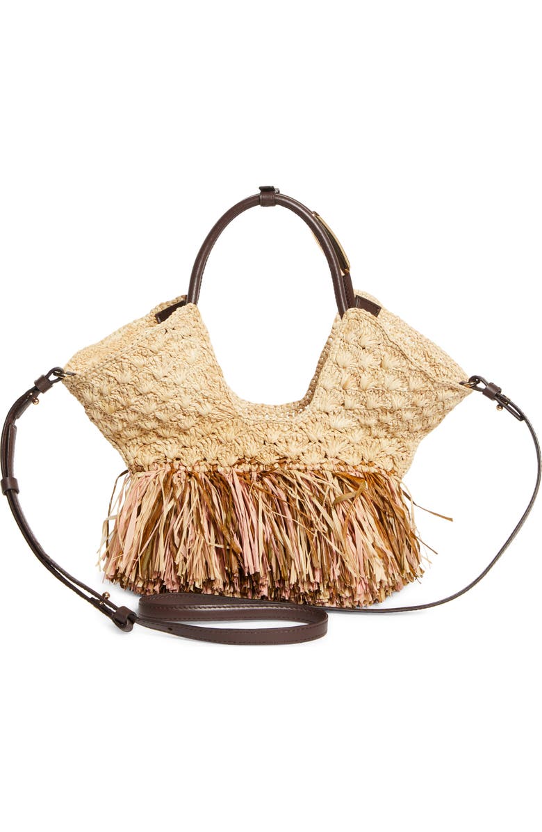 Zimmermann Small Goldentime Fringe Tote Bag, Alternate, color, Natural