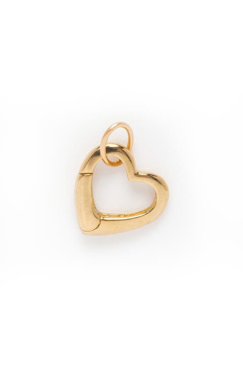 Solid Gold Heart Charm Clip