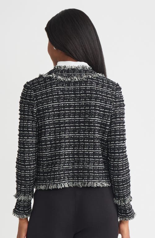 Misook Heritage Eyelash Tweed Knit Jacket In Gray