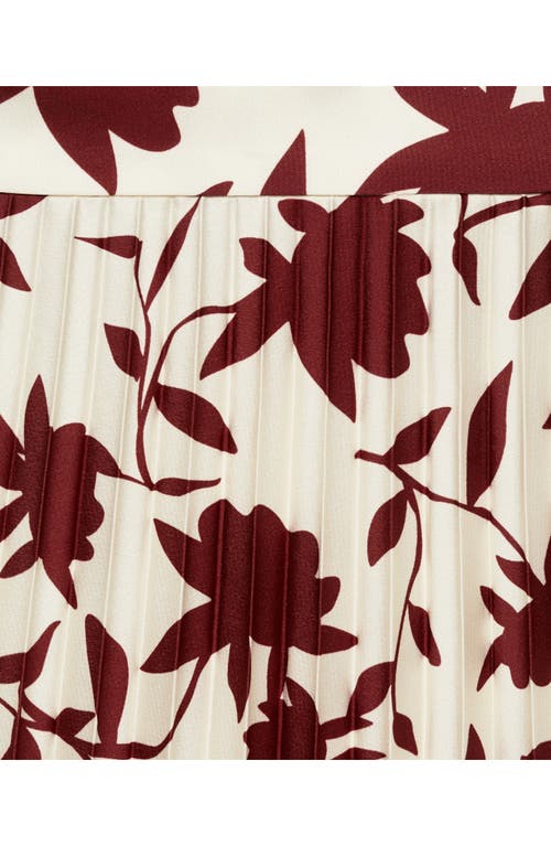 Mango Floral Print Pleated Skirt Off White In Off White