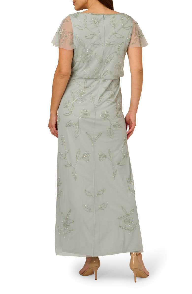 Adrianna Papell Beaded Floral Blouson Gown, Alternate, color, 