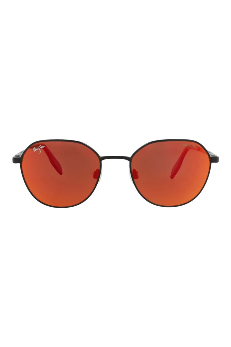 Gender Inclusive Core 50mm Polarized Round Sunglasses, Main, color, BLACK BLACK LAVA