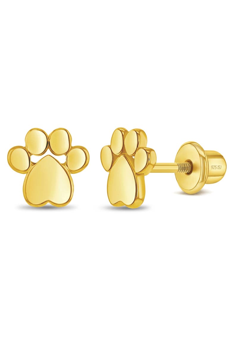 My Furry Friend Paw Plated Earrings, Main, color, Silver