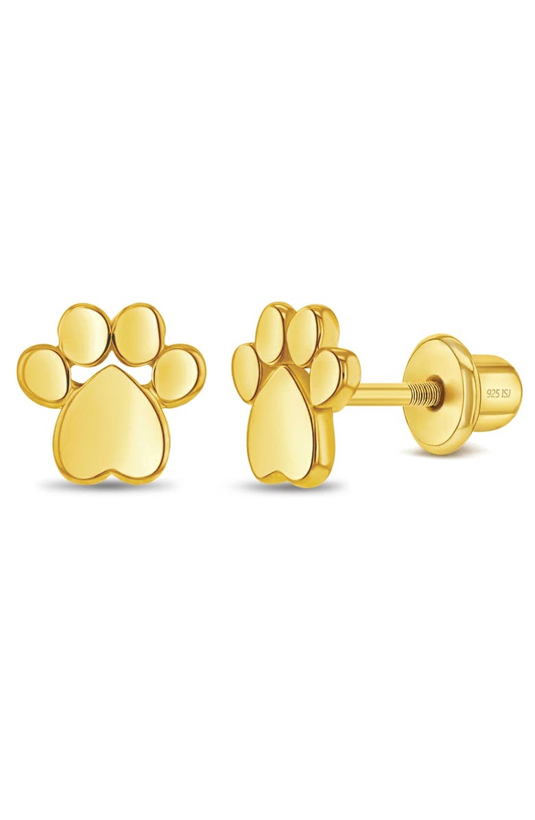 In Season Jewelry My Furry Friend Paw Plated Earrings, Main, color, Silver