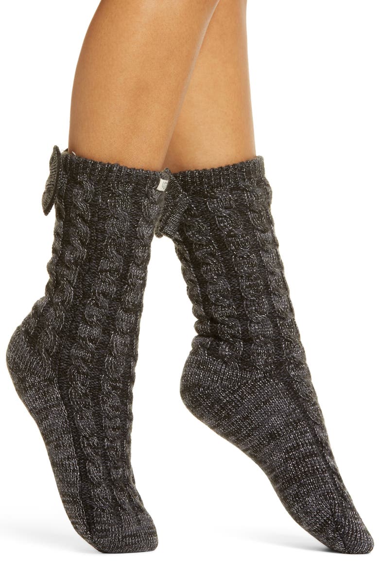 UGG<sup>®</sup> Laila Bow Fleece Lined Socks, Main, color, 