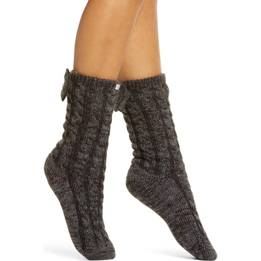 Ugg(r) Laila Bow Fleece Lined Socks In Black