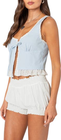 Shiloh Eyelet Trim Flyaway Tank Top