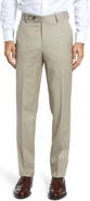 Berle Flat Front Modern Fit Gabardine Stretch Wool Trousers