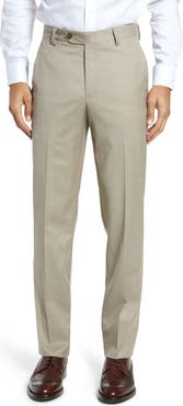 Berle Flat Front Modern Fit Gabardine Stretch Wool Trousers