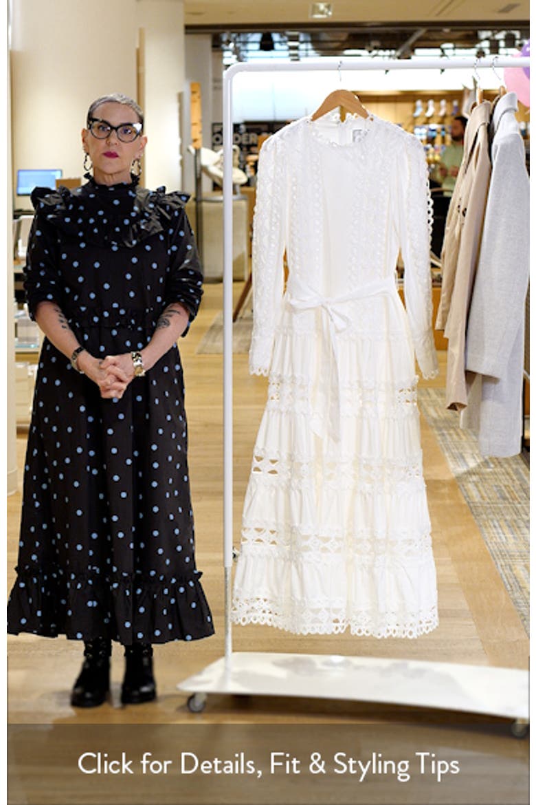 Lace Trim Long Sleeve Cotton Maxi Dress video
