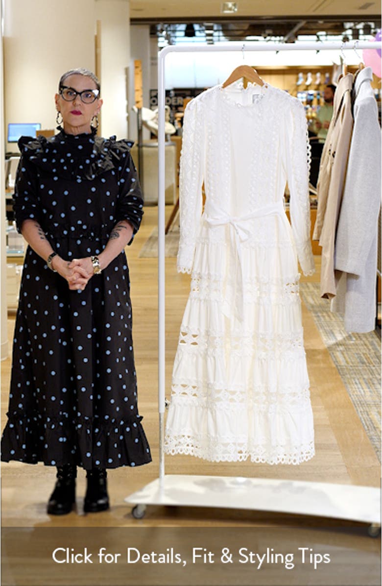 Lace Trim Long Sleeve Cotton Maxi Dress, sales video thumbnail